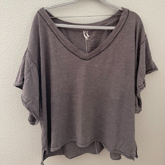Free People - Gray We The People V-Neck - Picture 1 of 3